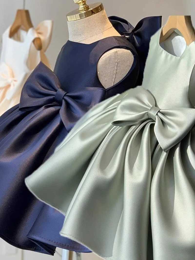 Girls Big Bow Princess Dresses Kids Sweet Tutu Baby Birthday Party Christening Gown Ball Children Baptism Clothes Vestidos Z250904