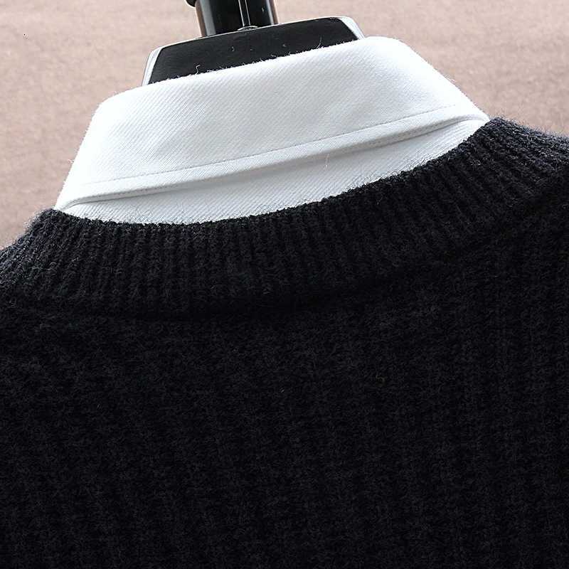 Mens V Neck Knit Vest Layered Shirt Combo Multi Color Preppy Casual Fashion Suits Daily Campus Leisure WearXJ250904