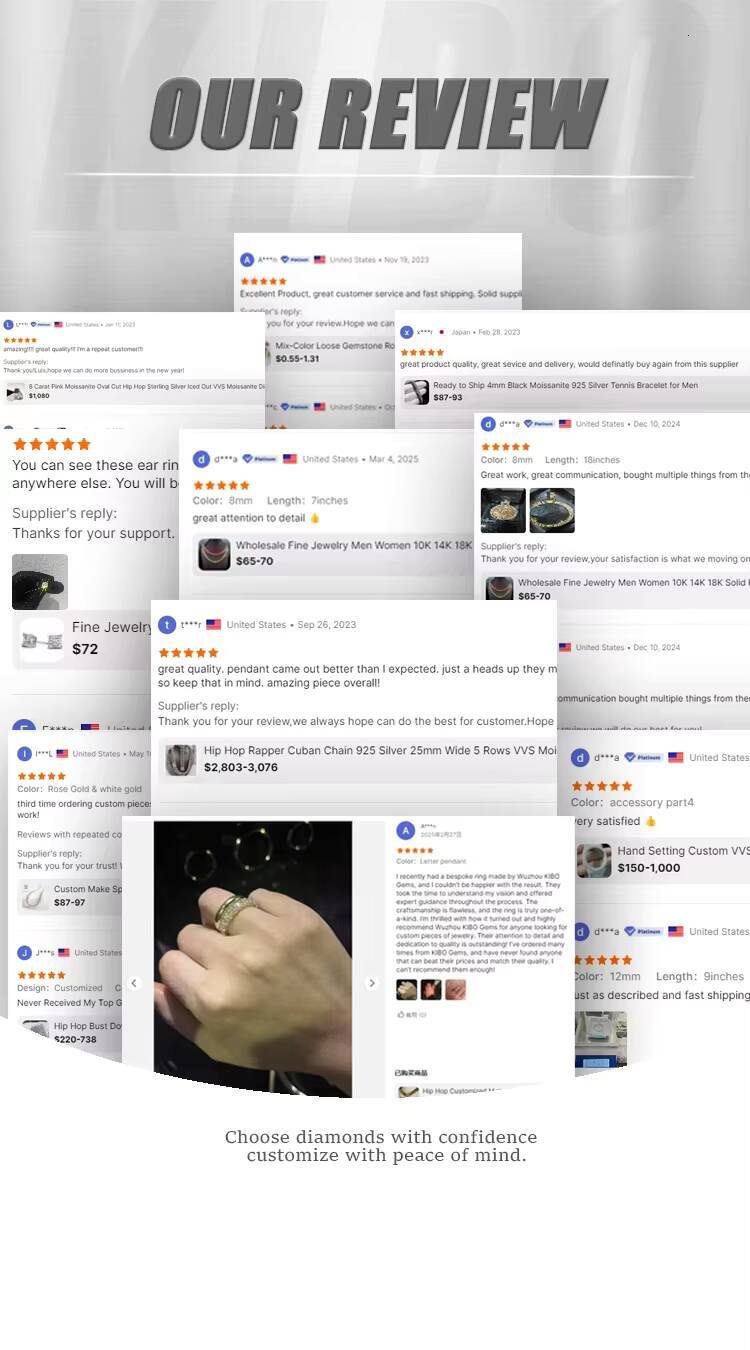 Pass Diamond Tester Iced Out VVS Cuban Chain 6mm 8mm 925 Moissanite Cuban Chain Necklace