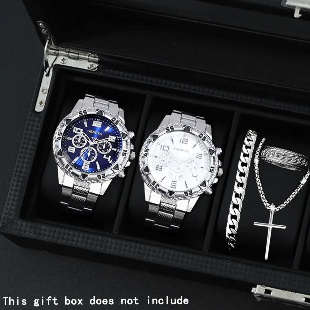 5pcsset Fashion Mens Classic Quartz Watches Men Necklace Ring Bracelet Luxury Mens Jewelry Set X250904