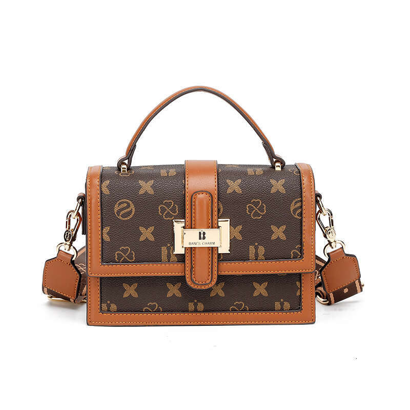 Square for Women 2025 New Floral Pattern Color-Block Texture Versatile Ladies Handbag Shoulder Crossbody Small Bag