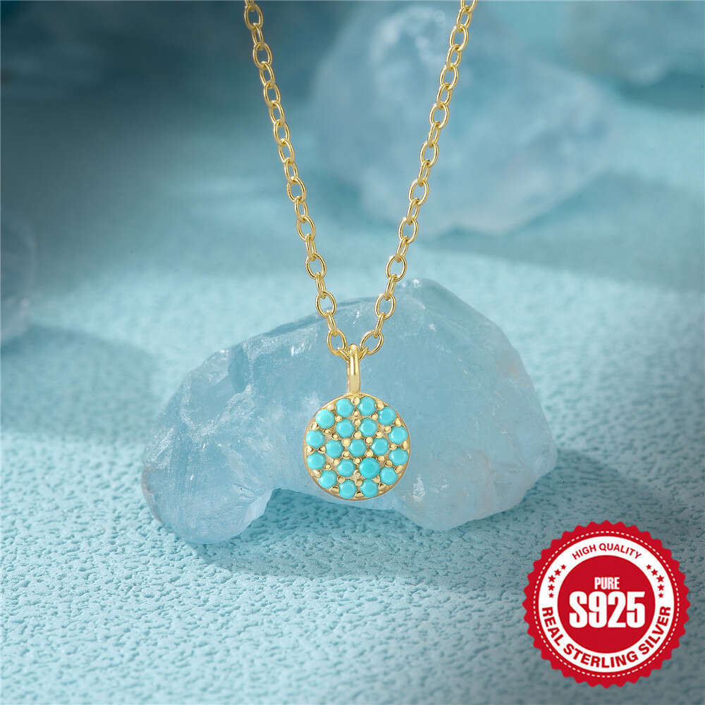 Fashion Niche Style S Pure Sier Butterfly Double Heart Water Drop Round Ball Turquoise Collarbone Necklace for Women