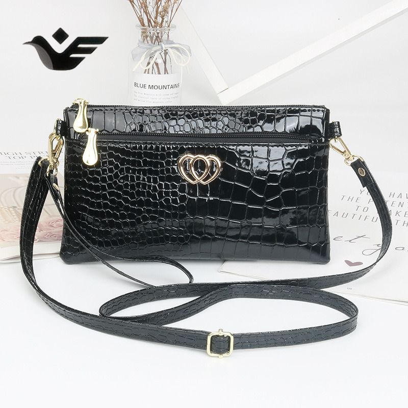 Feiyan Free Shipping New Designer Luxury Shopping Fashion Glossy Patent Leather Crossbody Casual Crocodile Pattern Women's Clutch Small Bag XJ260