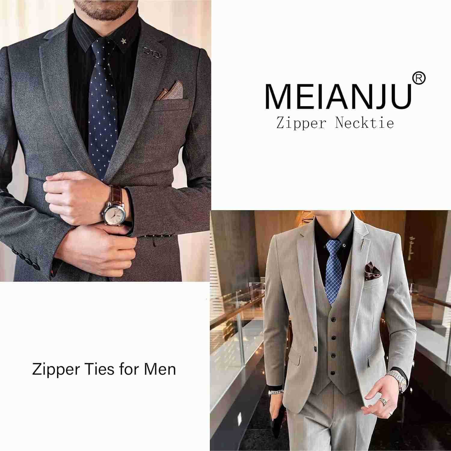 Mens Ties Mens Zipper Ties Neckties for Men Silky Zip Up Ties Mens Pretied Ties SetW250904
