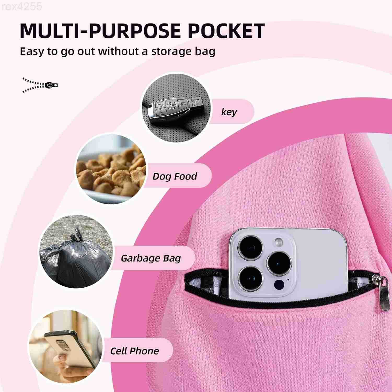 Dog Carrier Sling HandFree Dog Carriers for Small Dogs and Cats Puppy Sling Carrier with Zipper Purse Pocket Travel Safety Harness Puppy Essentials Pi