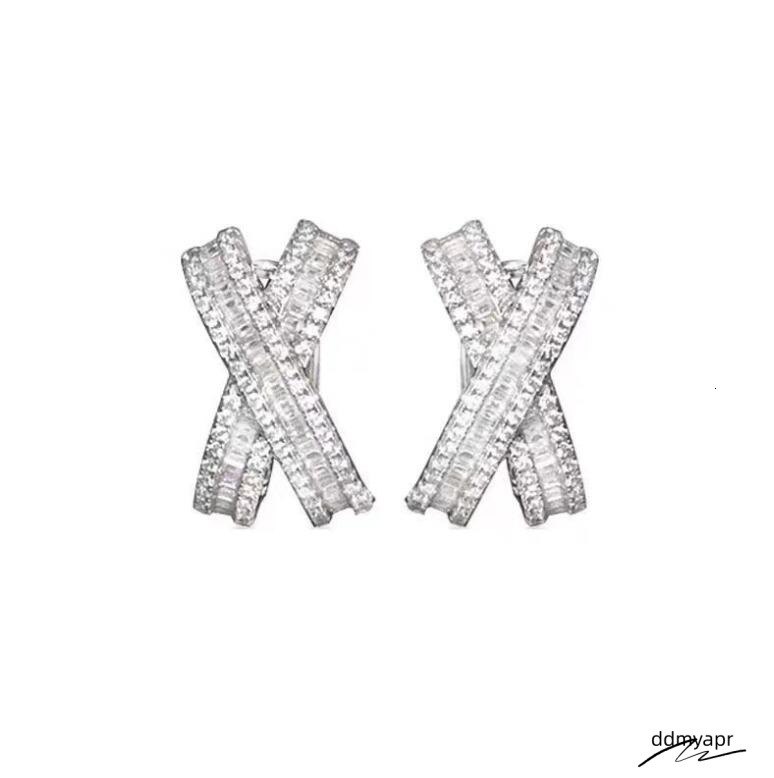 Choucong 2024 Top ddmycrazy Sell Cross Clip Earrings Vintage Jewelry Real 100% Sterling Sier Princess Cut Moissanite Dia Party Women Female Bow Earrin