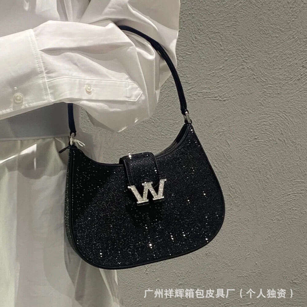 Fashion Simple Rhinestone Single Shoulder French Underarm Women Classic Mini Crescent Bag Wedding Handbag
