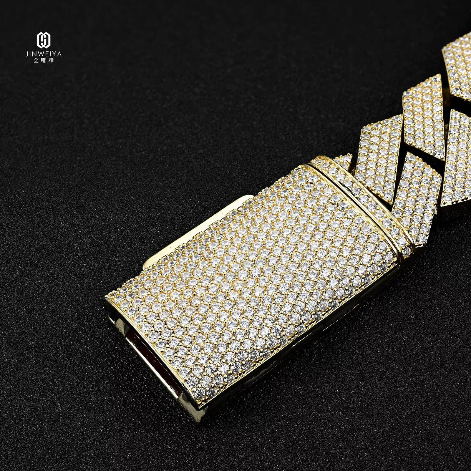 15mm 18mm 34 Rows S925 Silver GRA Moissanite Necklace Men Hiphop Cuban Link Chain for Fine Jewelry