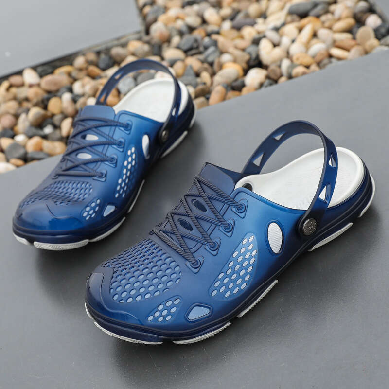 Slippers Summer Autumn Jelly Shoes Breathable Beach Sandals Lightweight Large Size Men's Semi-Transparent Clogs