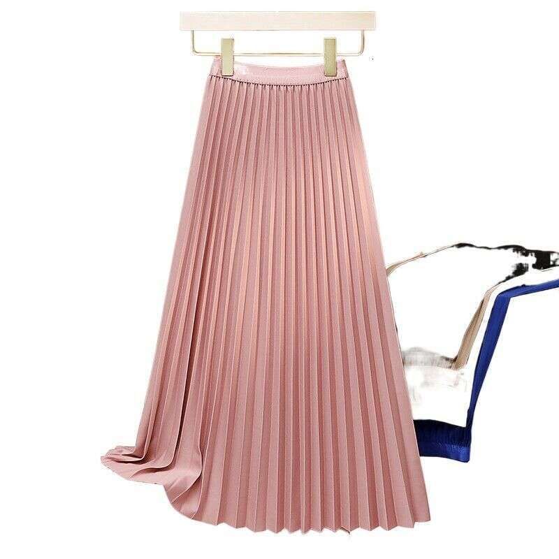 Women's Clothing Black Long Pleated Female Summer New High Waist Slim Accordion Fold A Line Skirt Simple Temperament Semi