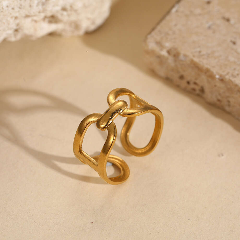 Personalized Gold for Women Stainless Steel High-end Ins Style Korean Version Student Simple Open Index Finger Ring