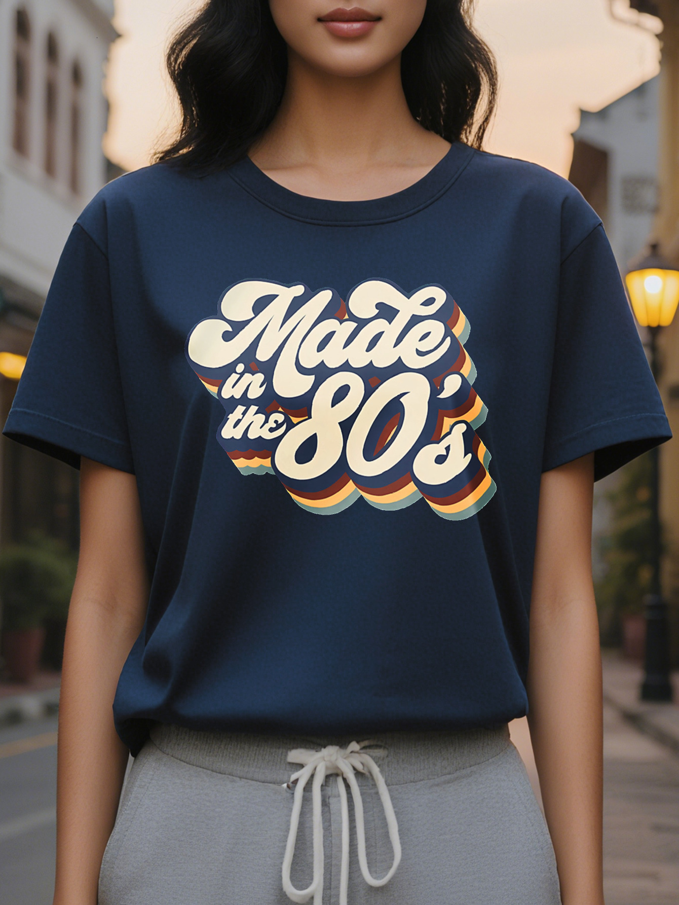 Pattern Made in Letter Printing Round Neck Short Sleeve Cotton Fashion T Shirt Casual Summer Top