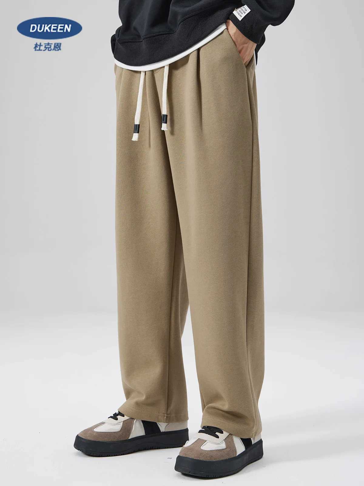 DUKEEN Pique Fabrics Sweatpants for Men Loose Causal Straight Legged Trouse Autumn and Winter Solid Colors Sports Fleece PantsXJ250904