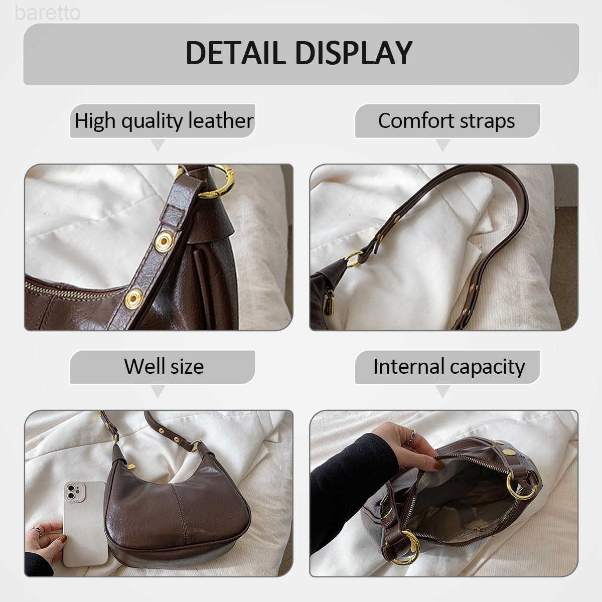 Small Hobo Bag for Women Crescent Retro Tote Handbags PU Leather Shoulder Bag 2025 M250903
