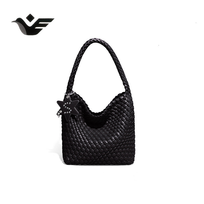 Feiyan Free Shipping New Designer Bag Luxury Shopping Bag Champagne Gold Woven Bag Tote Bag Star Pendant Large Capacity High-end Fashion Shoulder Bag
