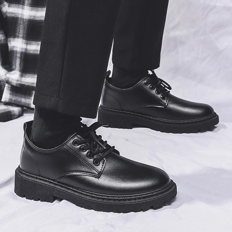 Summer Mens Thick Soled Oxford Thick Leather Thick Soled Shoes Mens Derby Casual Shoes Mens Square Head Dress Shoes 250903