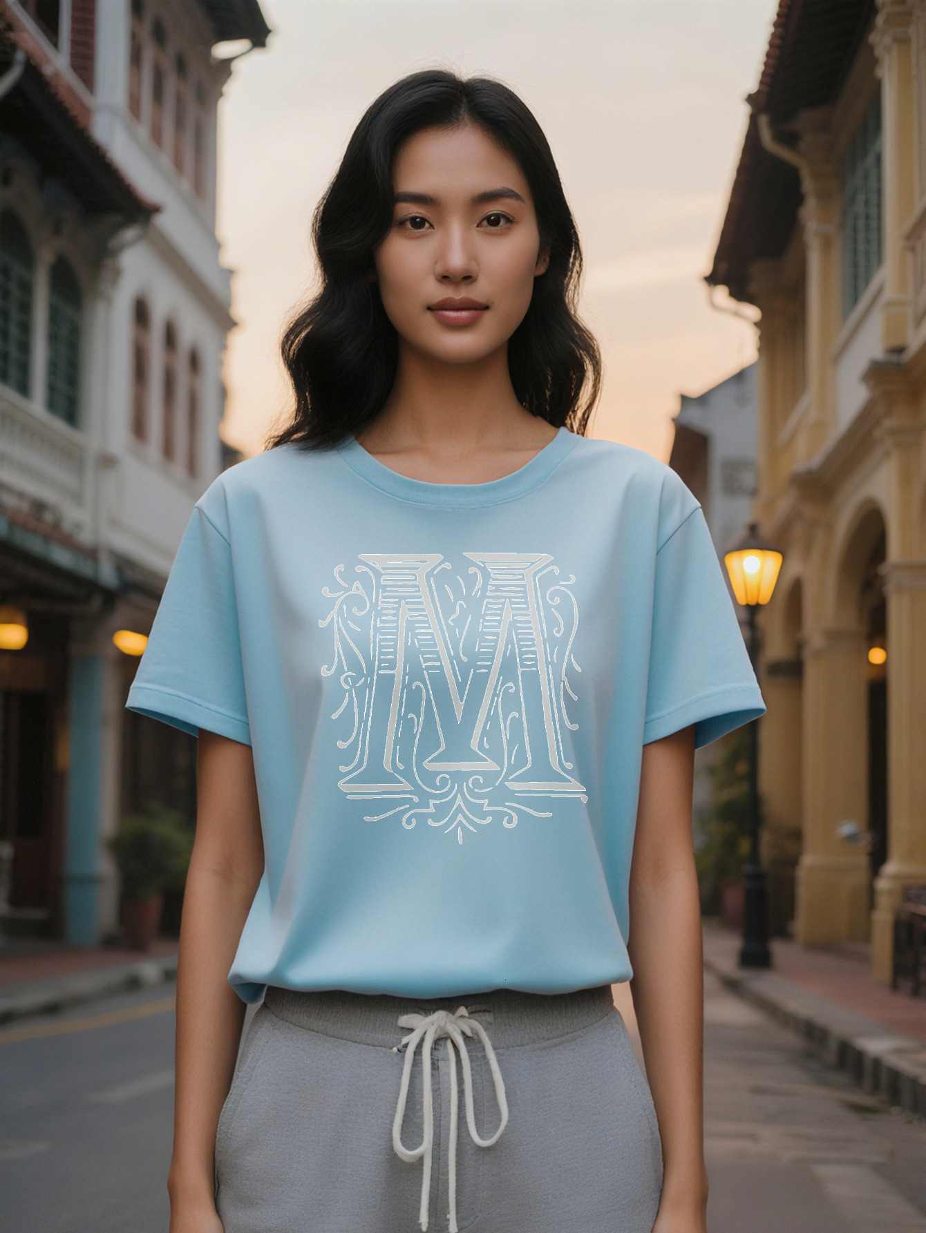 Large XL Casual Versatile Round Neck T-shirt Print Pattern Top for Women Gift Plus Size 56997