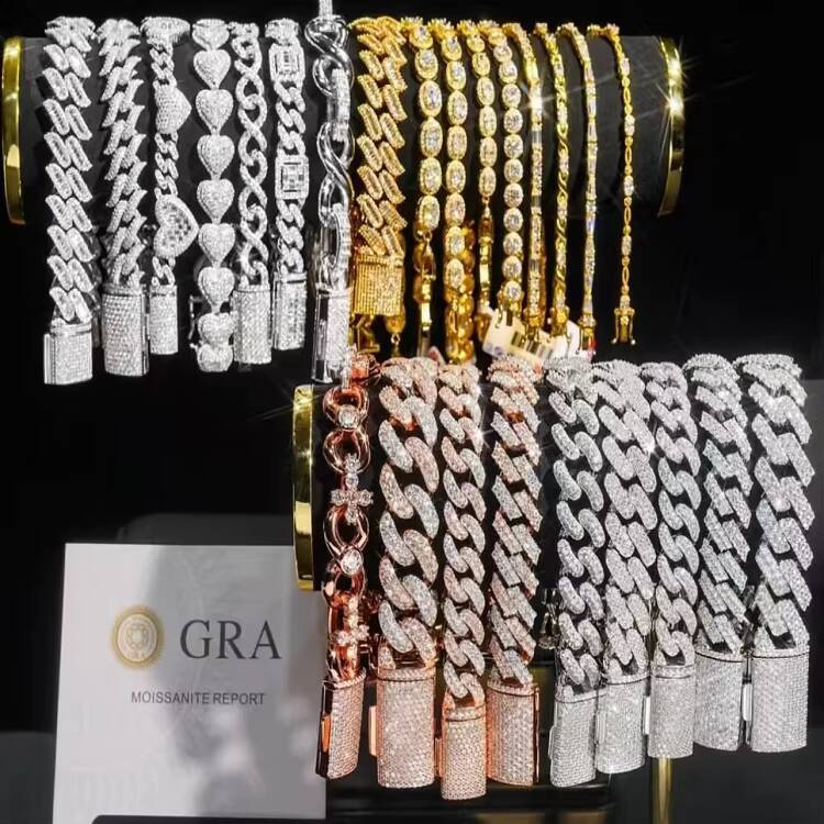 Hip Hop 22Mm Full Iced Out Vvs Moissanite MenS Cluster 6 Rows Miami With 925 Silver 7Mm Cuban Chain Moissanite With Certificate