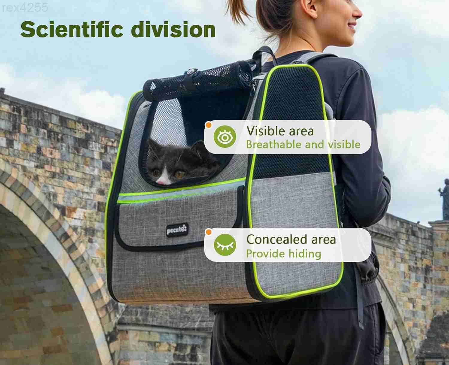 Cat Backpack Carrier for Travel Hiking Breathable Pet Carrier Backpack with Storage Pockets Small Dog Carrier Bag for Outdoor Walking Bike Riding Vet 