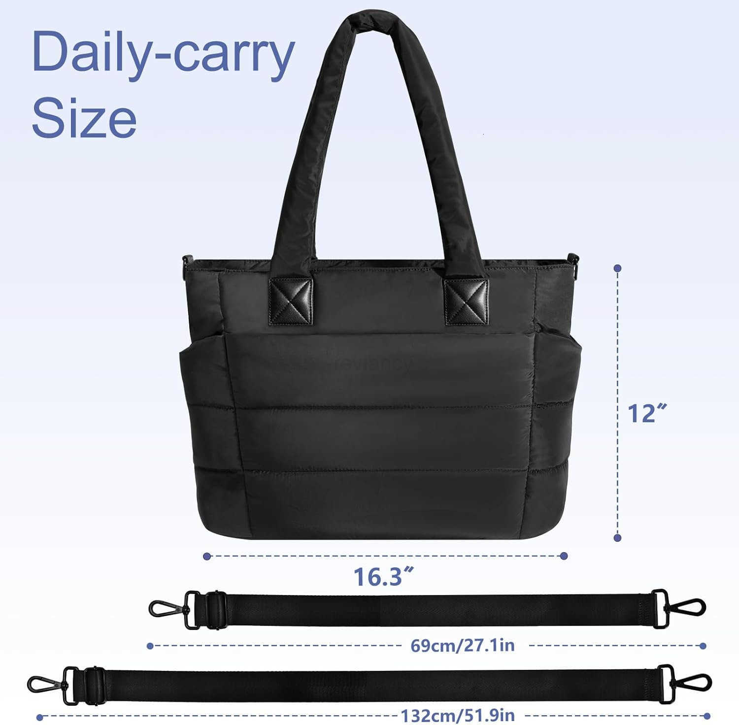 Tote Bag for Women Puffer Tote Bag Large Quilted Nurse Bag with Zipper for Work TravelW250904