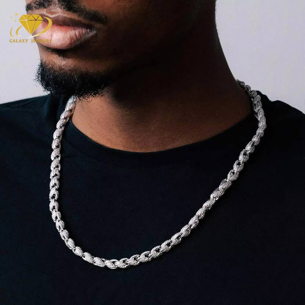 8mm Thick Twist Chain 925 Solid Silver Iced Out Vvs Moissanite Diamond Rope Necklace Cuban Link Chain for Man Hiphop Chain