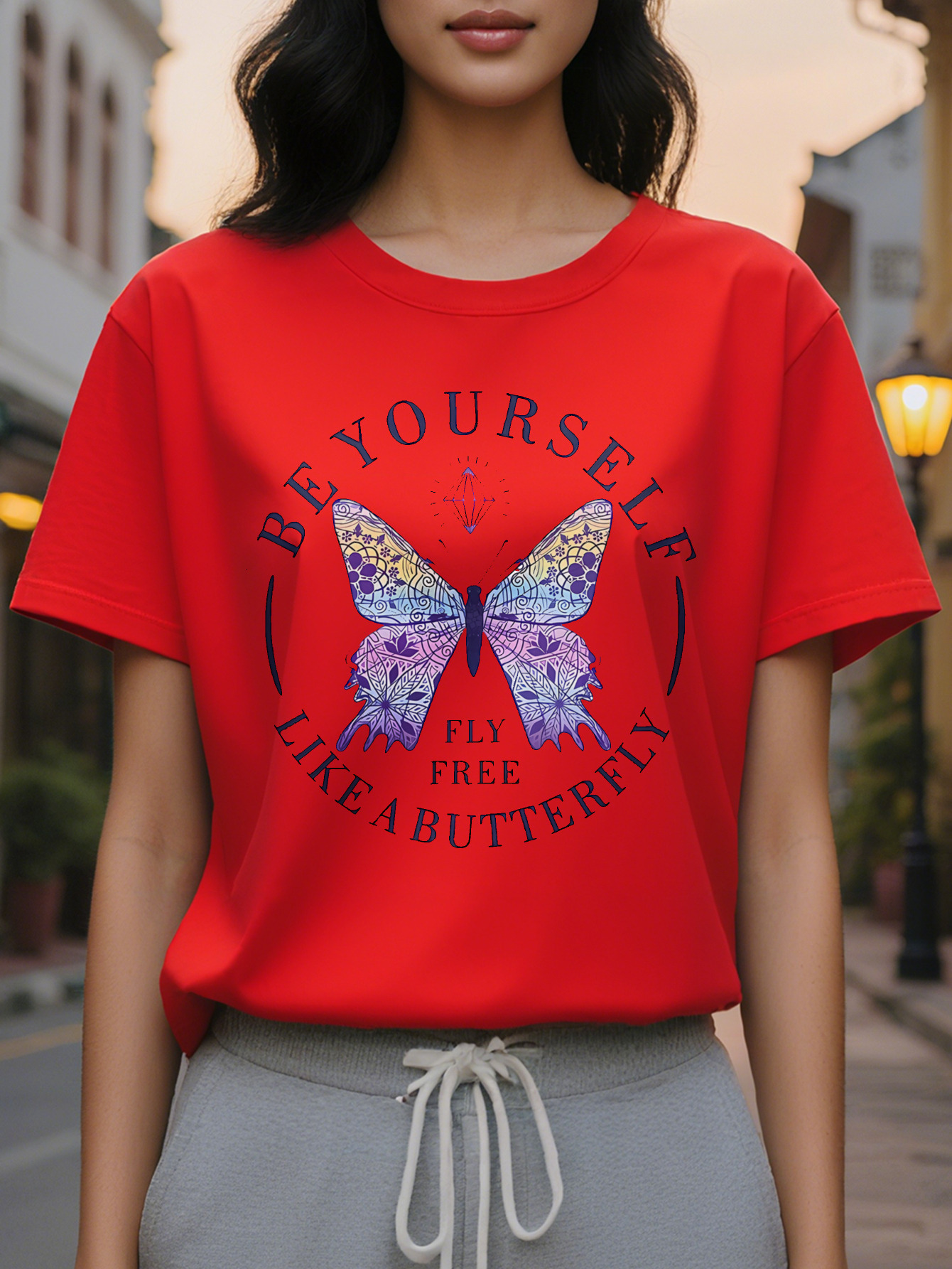 Atmosphere Make Your Own Pattern T-Shirt Women's Short Sleeve Top Cotton Suitable for Summer Elegant