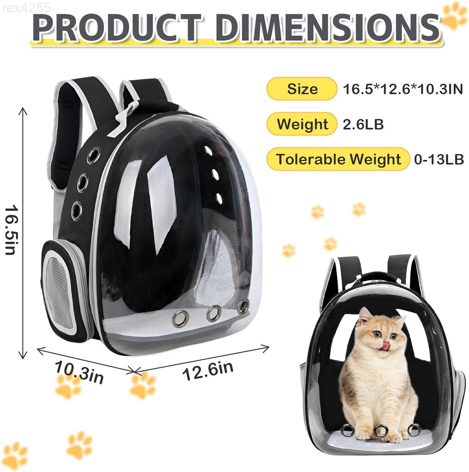 Cat Backpack Carrier Bubble Bag Transparent Space Capsule Pet Carrier Dog Hiking Backpack Small Dog Backpack Carrier for Cats Puppies Airline Approved
