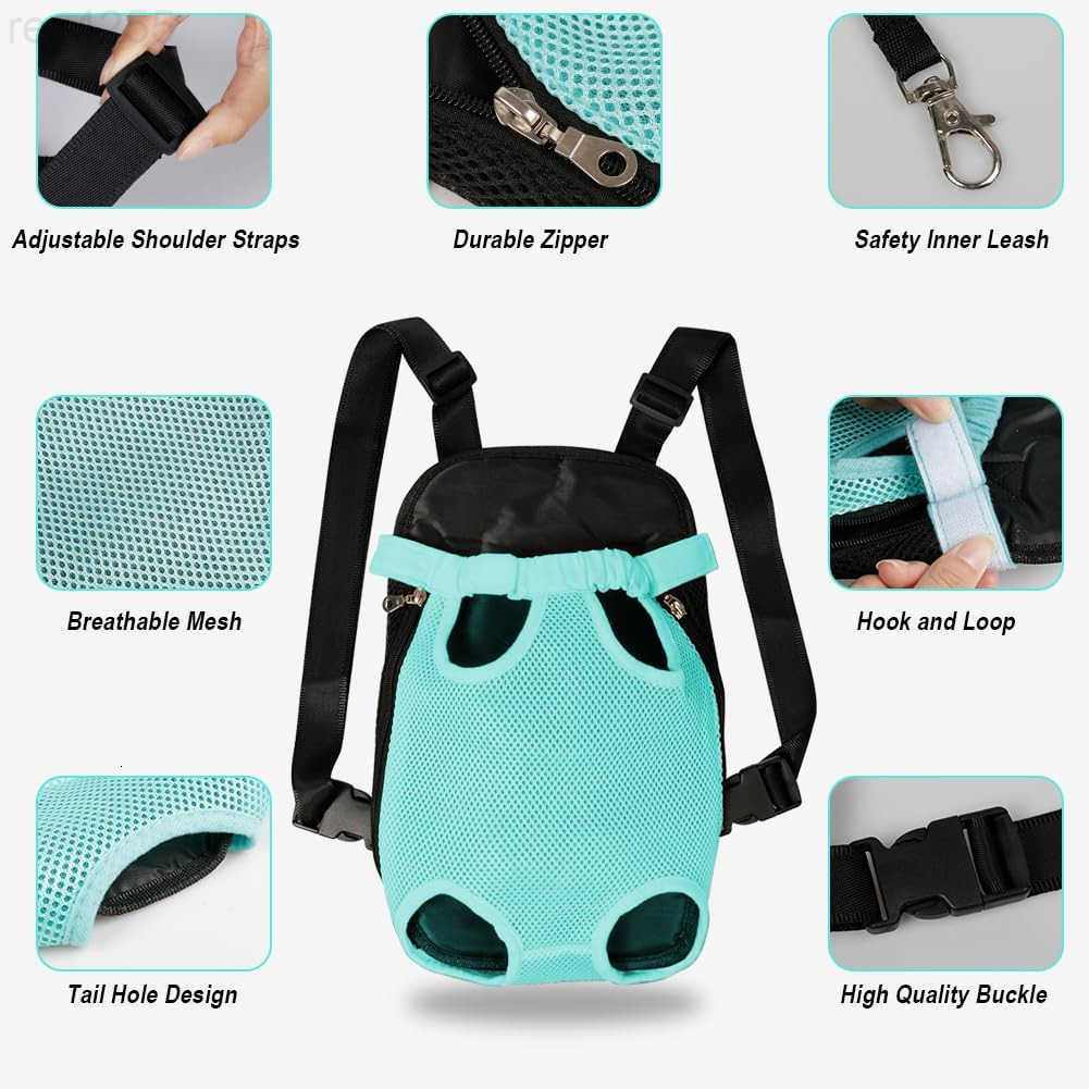 Dog Carrier Backpack Pet Legs Out Front Cat Travel Bag Adjustable Puppy Backpacks Carriers HandsFree for Small Medium Dogs Cats Hiking Traveling Campi