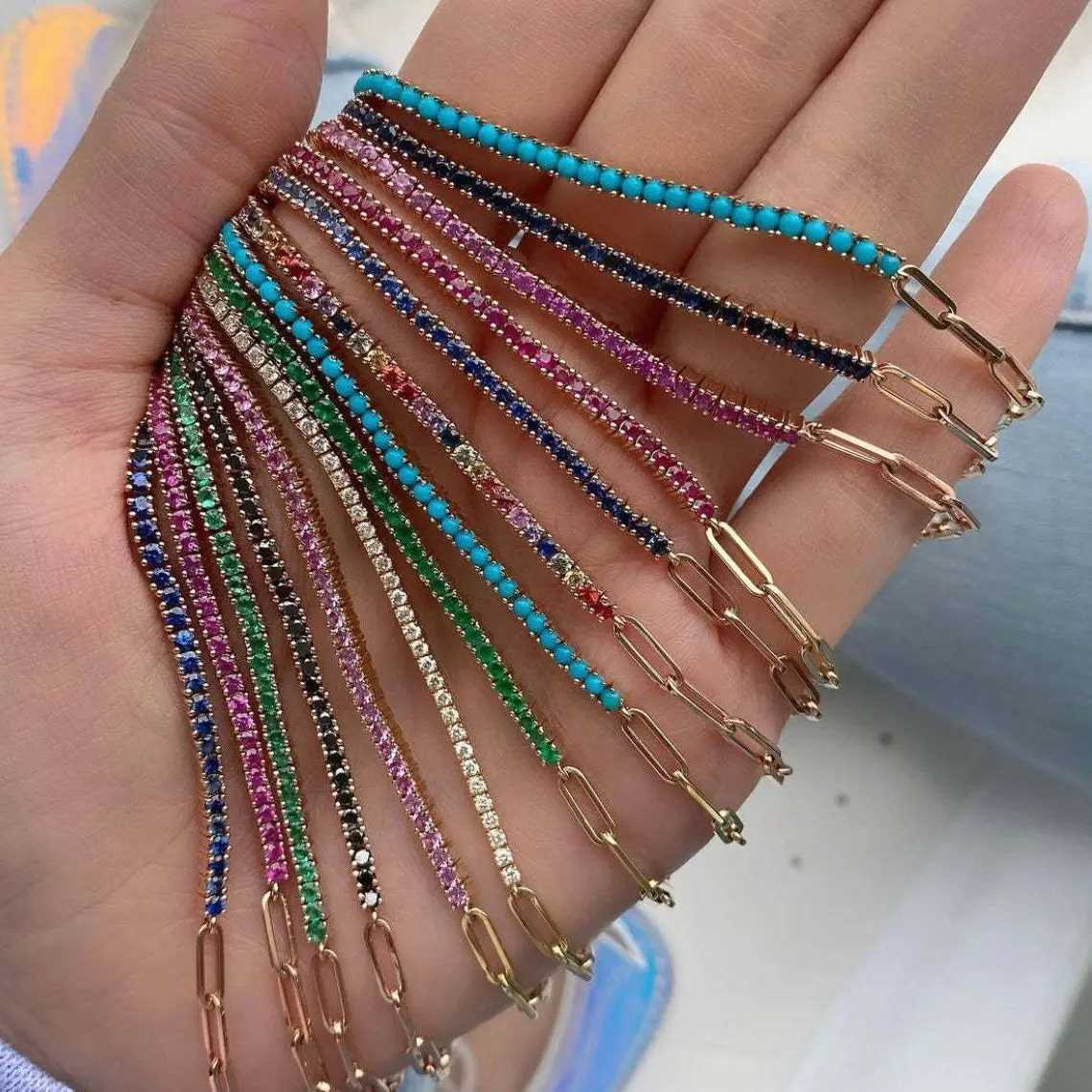 Luxury Color Cubic Zirconia Gold Color Tennis Bracelets For Women Girls 2022 New Trend Chain Bracelets Jewelry Party Gifts W250904