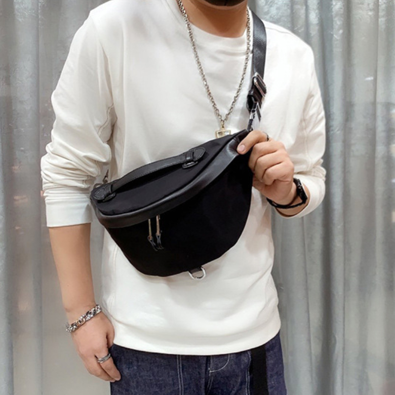 OC 436m44 Neutral Fashion Waist Bag BUMBAG Leather Coating Canvas Oxford Cloth Chest Bag Casual MINI Small Shoulder Bag