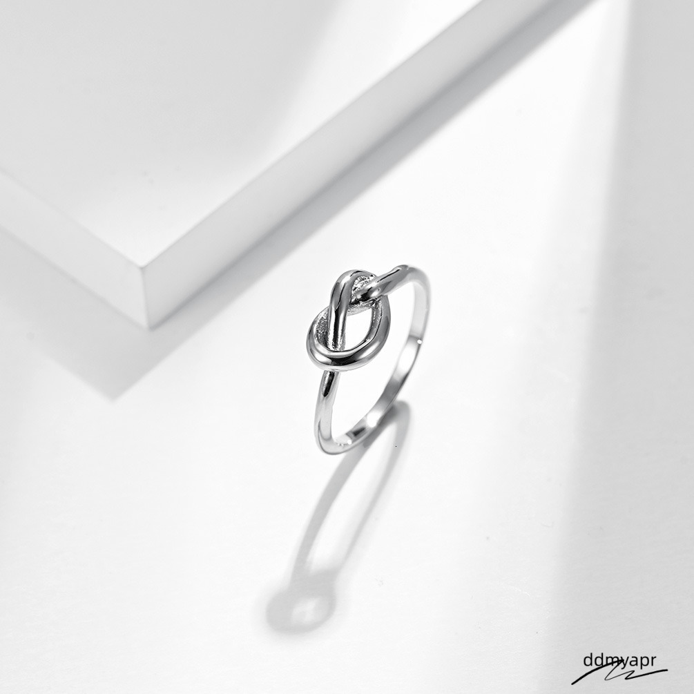 Real Gold Sier Black Titanium Steel Heart Knot Ring Pattern Designer Men Ddmyday Women Lovers Tail Rings Fashion Wedding Jewelry Gift Ddmyday