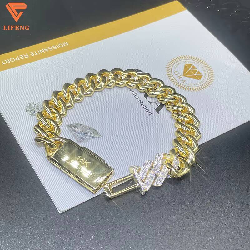 Pass the Diamond Test Fine Jewelry Bracelets Excellent Cut D VVS1 Moissanite Bracelet Yellow Color Hip Hop Custom Bracelet