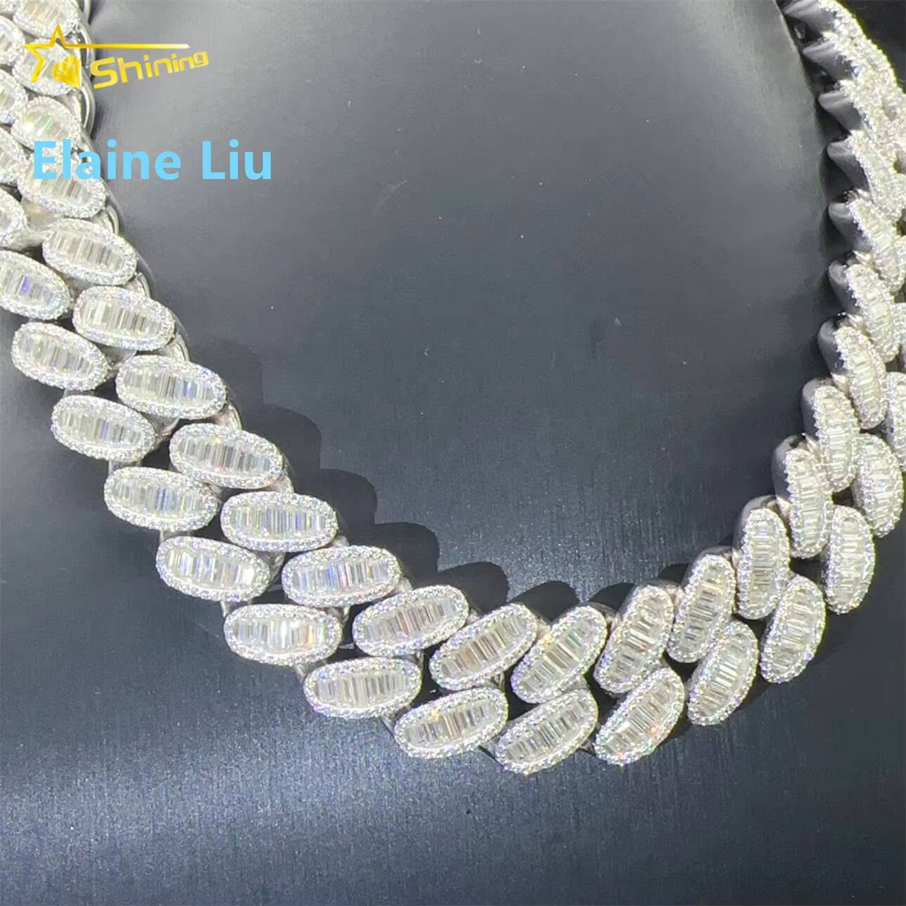 Ready Shipping Fashion Hip Hop Diamond Cuban Link Iced Out Jewelry 925 Sterling Silver Moissanite Cuban Link Chain Necklace