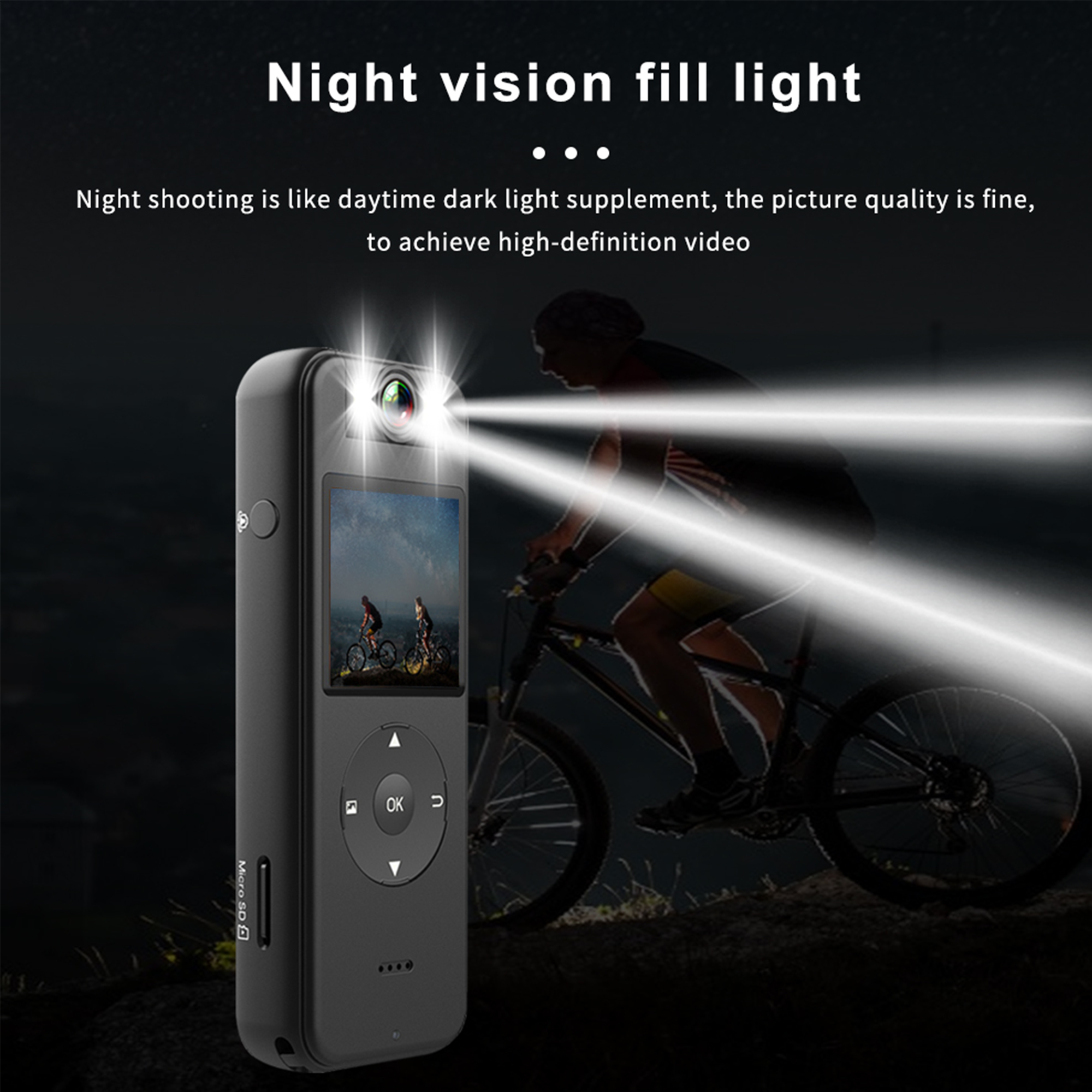 4K Pocket Action Camera, 4H+ battery life, 180° Handheld DV, Wearable Body Cam,1400mAh Vlogging Camera 128G Card, With 1/4 Screw Bracket