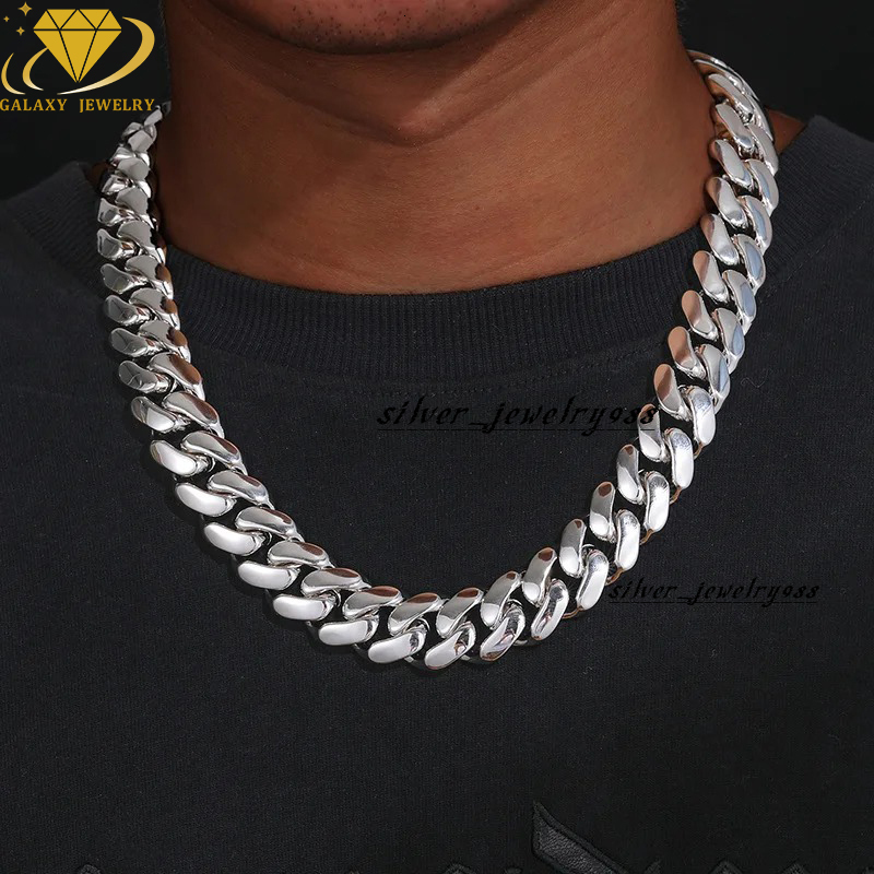 Heavy Duty Cuban Chains Solid 925 Sterling Silver 8mm20mm Wholesale Moissanite Clasp Thick Cuban Link Bracelet Necklace