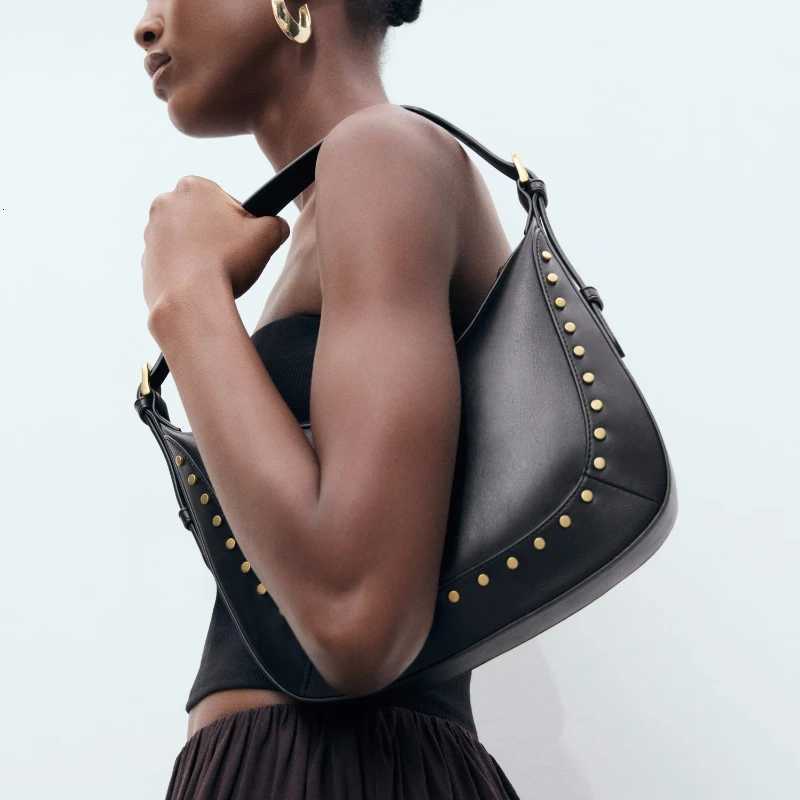 Womens Small Studded Shoulder Bag Fashionable Top Handle HalfMoon HandBag Design for Everyday Style Punk Inspired Z250903