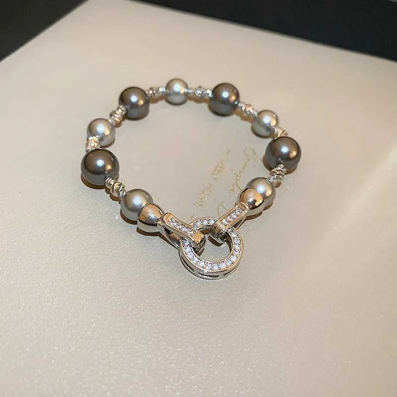 European and Fashion Jewelry Accessories Pearl Crystal Charm Bracelet for Women 2024 New Stainless Steel Cuff Bracelet Y250904