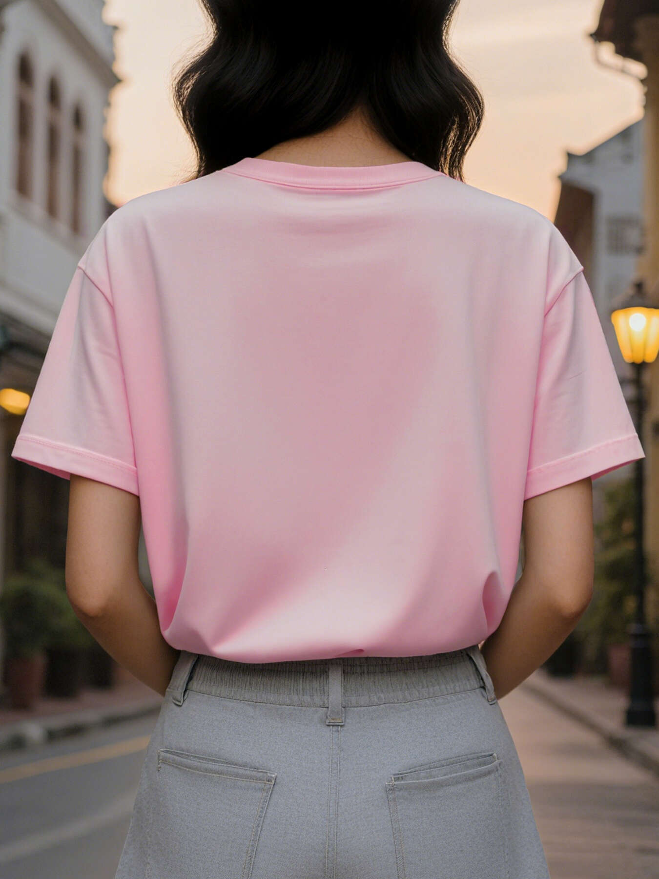 Ladies Cute Pattern Short Sleeve T-Shirt Funny Pink Glasses Bubble Gum Design Breathable Round Neck Casual Jacket