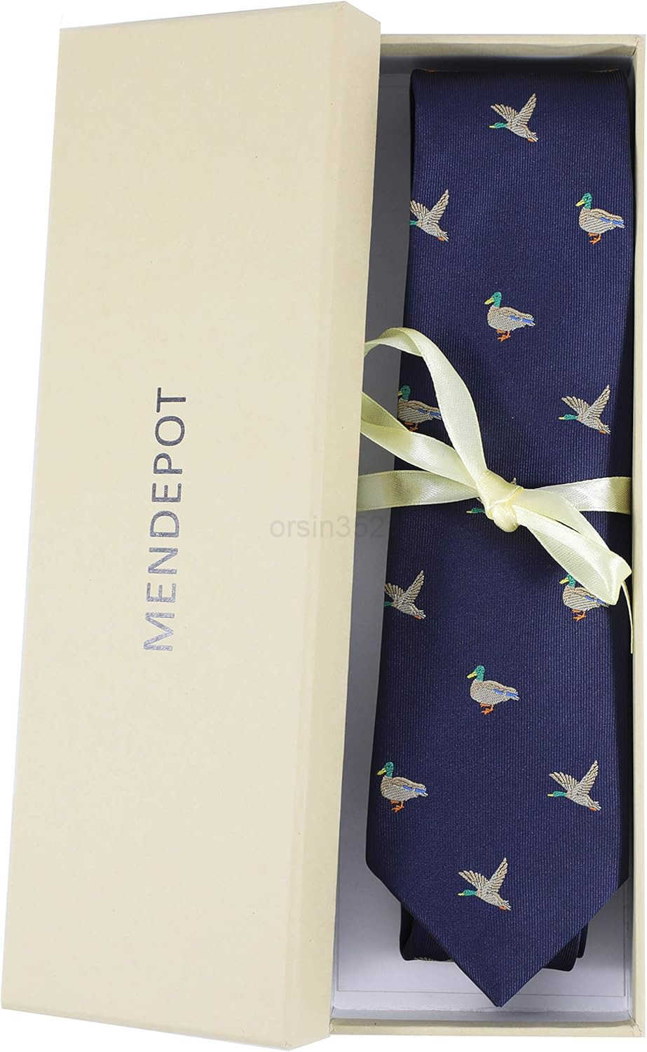 Tie With Box Wild Animal Duck Navy NecktieW250904