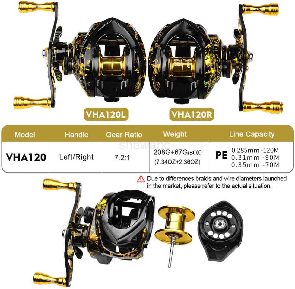 Baitcasting Reels 8KG Max Drag Baitcaster Reels 721 Gear Ratio Fishing Baitcasting Reel 31BB Shielded Ball Bearings Bait Caster Reel Adjustable Magnet