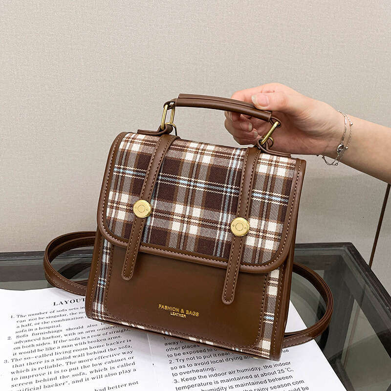 2025 New Women's Color-Block Handbag and Backpack Niche Design British Style Versatile Bag