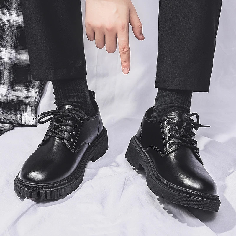 Summer Mens Thick Soled Oxford Thick Leather Thick Soled Shoes Mens Derby Casual Shoes Mens Square Head Dress Shoes 250903