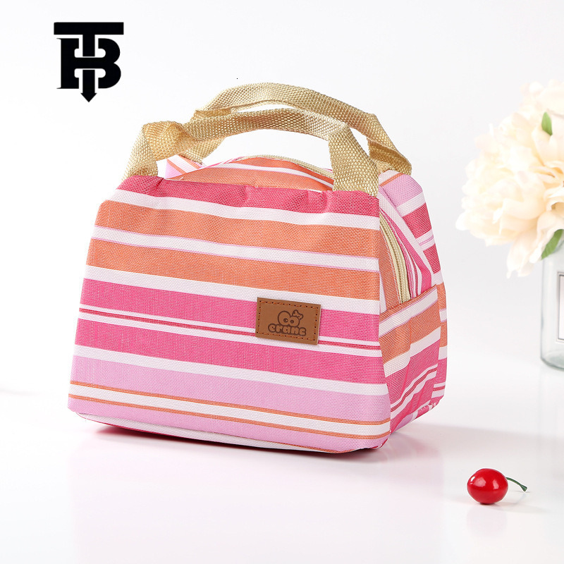 TB Designer s bag BHULAMTE Factory Direct Cute Colorful Striped Square Ice Pack Korean Insulated Bag Lunch Box Bag Bento Bag With Lunch Bag