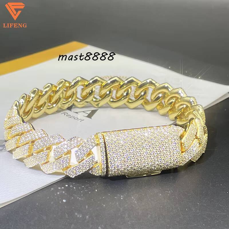 Pass the Diamond Test Fine Jewelry Bracelets Excellent Cut D VVS1 Moissanite Bracelet Yellow Color Hip Hop Custom Bracelet