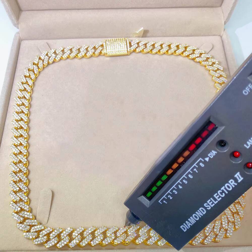 Unisex Luxury Sterling Silver Mens Necklace Moissanite Cuban Jewelry