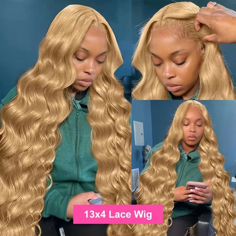 Body Wave Human Hair Wigs 13x6 Hd Lace Frontal Wig Honey Blonde Lace Front Wig Brazilian Gluelesss 27 Blonde Colored Wigs for Women Pre Plucked