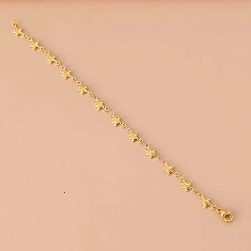 Stainless Steel Metal Star Chain Bracelets For Man Women Fashion Gold Silver Color Pentagram Pendant Bracelet Jewelry Gifts W250904