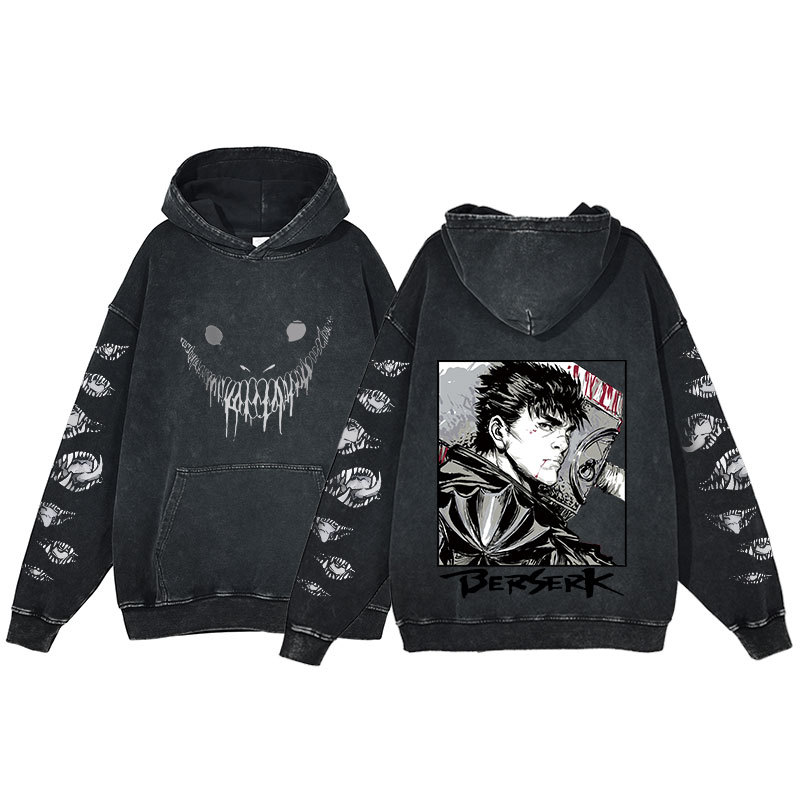 Berserk Hoodie Printed Harajuku Style Washed Hooded Sweatshirt Men's - VT2744