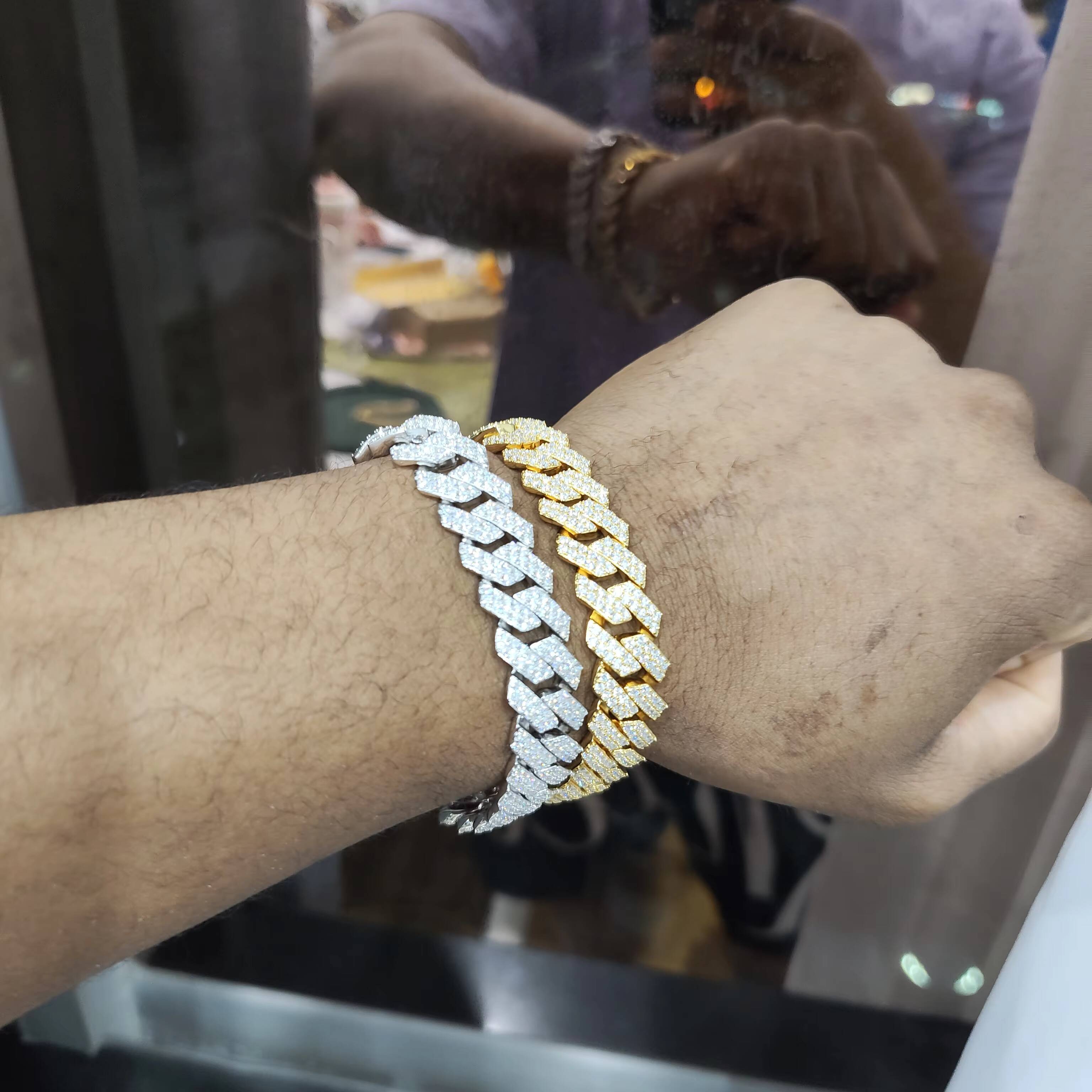 Moissanite 14 MM Miami Cuban Link Bracelet Unisex 925 Silver Jewellery Hip Hop Cuban Link Bracelet Moissanite Chain