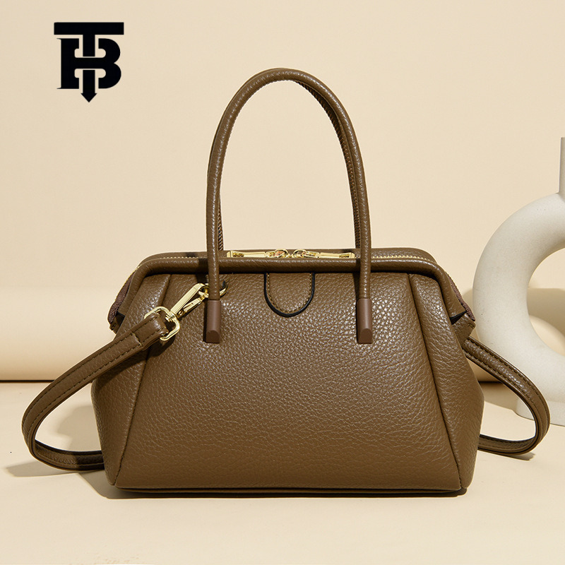 TB BHULAMTE 2025 New Litchi Pattern Boston Bag Crossbody Bag Designer s bag Women's Handbag Simple Versatile Large Capacity Shoulder Bag